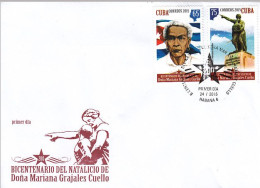 CUBA 2015  FDC Sc  5710-11  Dona Mariana Grajales Cuello - Brieven En Documenten