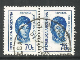 ARGENTINA. 1973. 70c SAN MARTIN PAIR USED. - Used Stamps