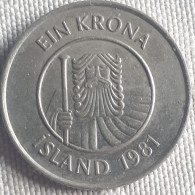 IJSLAND: 1 KRONA 1981  KM  27 - Island