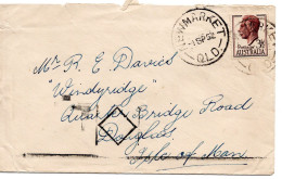 67151 - Australien - 1952 - 3,5d KGVI EF A Bf NEWMARKET -> Isle Of Man (Grossbritannien) - Lettres & Documents