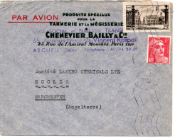 67155 - Frankreich - 1948 - 25F Nancy MiF A LpBf PARIS -> Grossbritannien - Lettres & Documents