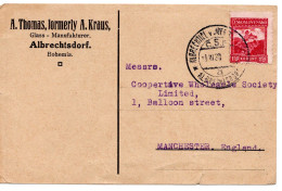 67159 - Tschechoslowakei - 1930 - Kcs1,50 Burg EF A Kte ALBRECHTSDORF -> Grossbritannien - Briefe U. Dokumente