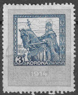 HUNGARY MAGYAR 1914: Revenue Stamp, 3 Korona, Used - Fiscali