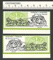 B57-20 CANADA-USA Winnipeg Pembina Bileski Local Post 1976 MNH - Viñetas Locales Y Privadas