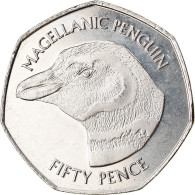 Monnaie, Falkland Islands, 50 Pence, 2018, Pingouins - Manchot De Magellan, FDC - Falkland Islands