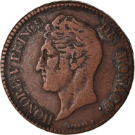 Monnaie, Monaco, Honore V, 5 Centimes, Cinq, 1837, Monaco, TB, Cuivre - 1819-1922 Onorato V, Carlo III, Alberto I