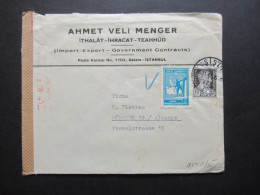 Türkei 1942 Zensurbeleg / Zensurstempel Und Verschlussstreifen Umschlag Ahmet Veli Menger Istanbul - München - Lettres & Documents