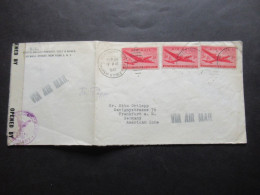 USA 1947 Zensurbeleg / Verschlussstreifen Opened By Civil Mails / Censorship Passed 20766 Germany NY - FFM Air Mail - Storia Postale