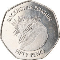Monnaie, Falkland Islands, 50 Pence, 2018, Pingouins - Manchot Sauteur, FDC - Falkland Islands
