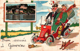 CPA - Illustration Jean De PREISSAC - Fantaisie "Bon Souvenir De GAURIAC" - Thème Voiture - Edition Jean-Pierre - Preissac