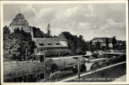 CPA Giżycko Lötzen Lözen Masuren Ostpreußen, Schloss Mit Brücke Und Kurhaus - Ostpreussen