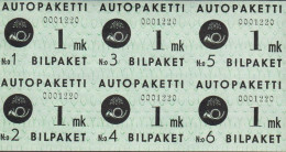 1949-1950. FINLAND. AUTOPAKETTI - BILPAKET. Rose And Triangels.__ 1 Mk. Complete Bookletpane Wi... (Michel 1) - JF533868 - Colis Par Autobus