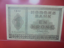 NORVEGE 1 KRONE 1942 Circuler (B.29) - Noruega