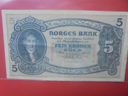 NORVEGE 5 KRONER 1942 Circuler (B.29) - Norvegia