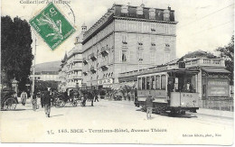 06 COLLECTION ARTISTIQUE N° 145 - TERMINUS-HÔTEL, Avenue Thiers - ANIMATION - TRAM - Circulé 1910 - - Transport Urbain - Auto, Autobus Et Tramway