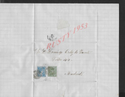 MILITARIA ESPAGNE LETTRE COMMERCIALE SUR TIMBRES AVEC CENSURE CONTROLE MILITAIRE DE 1917 CACHET 454 DE ERRE BARCELONA : - Briefe U. Dokumente