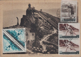 ITALIE - SAN MARINO - CARTE POSTALE DU 21-4-1953 POUR LA FRANCE - SERIE SPORT. - Cartas & Documentos