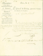 LAS Lettre Autographe Signature Révolution Empire Général D'artillerie Jean Jacques Basilien Gassendi - Sonstige & Ohne Zuordnung