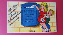 Carte Fantaisie à Systeme Petite Fille Et Boite Aux Lettres , Souvenir De Toulon - Móviles (animadas)