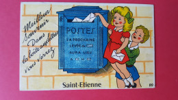 Carte Fantaisie à Systeme Petite Fille Et Boite Aux Lettres , Souvenir De Saint Etienne 42 - Cartoline Con Meccanismi