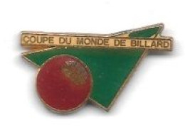 Pin's  Ville, Sport  COUPE  DU  MONDE  DE  BILLARD  Verso  PARIS  90   ( 75 ) - Biliardo