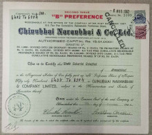 INDIA 1955 CHINNUBHAI NARANBHAI & COMPANY LIMITED, TEXTILE.....SHARE CERTIFICATE - Textiles