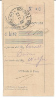Ricevuta Cartoncino Vaglia Postale Bologna N. 6 Via Garibaldi 29.3.1913. Al Retro Tabella Tariffe Emissione Vaglia. - Impuestos Por Ordenes De Pago
