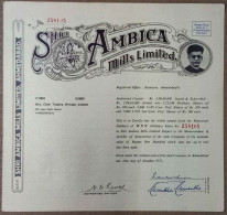 INDIA 1971 SHRI AMBICA MILLS LIMITED, TEXTILE, SPINNING, WEAVING.....SHARE CERTIFICATE - Textiles