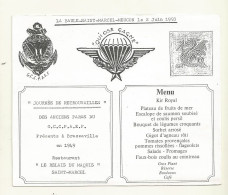 MENU RETROUVAILLES DES ANCIENS PARAS BRAZZAVILLE 1949. - Menus