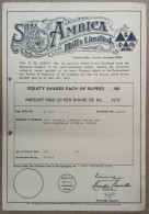 INDIA 1975 SHRI AMBICA MILLS LIMITED, TEXTILE, SPINNING, WEAVING.....SHARE CERTIFICATE - Tessili