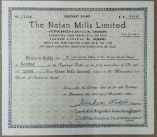 INDIA 1961 THE NUTAN MILLS LIMITED, TEXTILE.....SHARE CERTIFICATE - Textiles