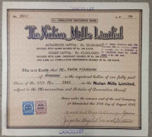 INDIA 1948 THE NUTAN MILLS LIMITED, TEXTILE.....SHARE CERTIFICATE - Tessili