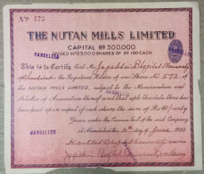 INDIA 1932 THE NUTAN MILLS LIMITED, TEXTILE.....SHARE CERTIFICATE - Textiel