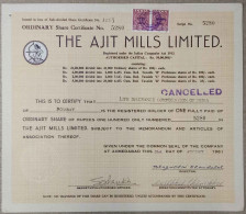 INDIA 1961 THE AJIT MILLS LIMITED, TEXTILE.....SHARE CERTIFICATE - Tessili