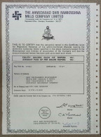 INDIA 1981 THE AHMEDABAD SHRI RAMKRISHNA MILLS COMPANY LIMITED, TEXTILE.....SHARE CERTIFICATE - Textil