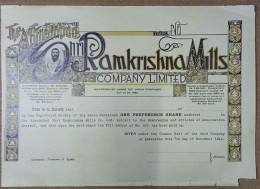 INDIA 1942 THE AHMEDABAD SHRI RAMKRISHNA MILLS COMPANY LIMITED, TEXTILE.....BLANK SHARE CERTIFICATE - Textil