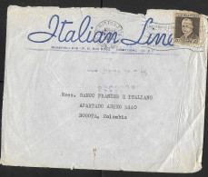 1958 CANAL ZONE, ITALIAN LINE,  TO WORLD MARKETS,  REAR ADM, HARRY H. ROUSSEAU, FROM CRISTOBAL TO BOGOTA - COLOMBIA, BAN - Canal Zone