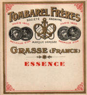 Etiquette Parfum Essence Tombarel Frères à Grasse 4,8 Cm X 5,3 Cm En Superbe.Etat - Etichette