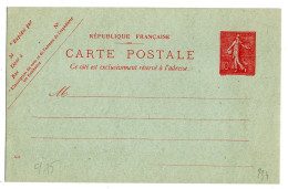 Entier CP --129-CP1----NEUF--  Semeuse Lignée 10c Rose Sur Vert  N° 638  ...cote  10€ - Standard Postcards & Stamped On Demand (before 1995)