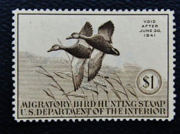 USA 1941 Duck Stamp $1  Scott RW7  MNG/Used - Ungebraucht