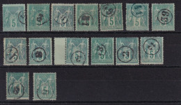 France N°75 - Oblitérés Cachets De Facteur - 15 Ex. - B/TB - 1876-1898 Sage (Type II)