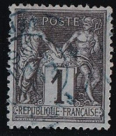 France N°83 - Oblitéré CàD Bleu - TB - 1876-1898 Sage (Type II)