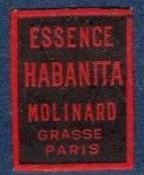 Etiquette Gaufrée Parfum Essence Habanita Molinard Grasse - Paris 1,7 Cm X 2,3 Cm En Superbe.Etat - Etiquettes