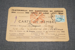 Carte De La Fraternel Du Fort De Liège,1914-1940,Mr. Beauve De Rétinne,14 Cm. Sur 9 Cm. - Documents