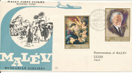 Hungary Cover First Flight Malev Hungarian Airlines  Budapest - Tunis 2-4-1969 With Cachet (hinged Marks On The Backside - Storia Postale