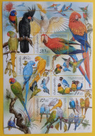 2004 Czech Republic Beautiful Parrot Miniature Sheet Ara Macaw Kakadu Budgerigar Psittacula Agapornis - Unused Stamps