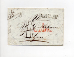 !!! ESPAGNE, LETTRE DE BARCELONE DE 1830 POUR LYON MARQUE D'ENTREE ESPAGNE PAR PERPIGNAN - ...-1850 Prephilately