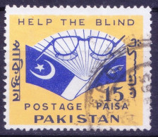 Pakistan 1965 Fine Used 1v,  Blind Aid, Handicaps, Flag & Glasses - First Aid