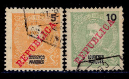 ! ! Lourenco Marques - 1911 D. Carlos 5 & 10 R - Af. 79 & 80 - Used - Lourenco Marques