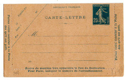 Entier Carte Lettre  --140-CL2----NEUF-- Type Semeuse Camée  25c Bleu  N° 218   ........cote  10€ - Letter Cards